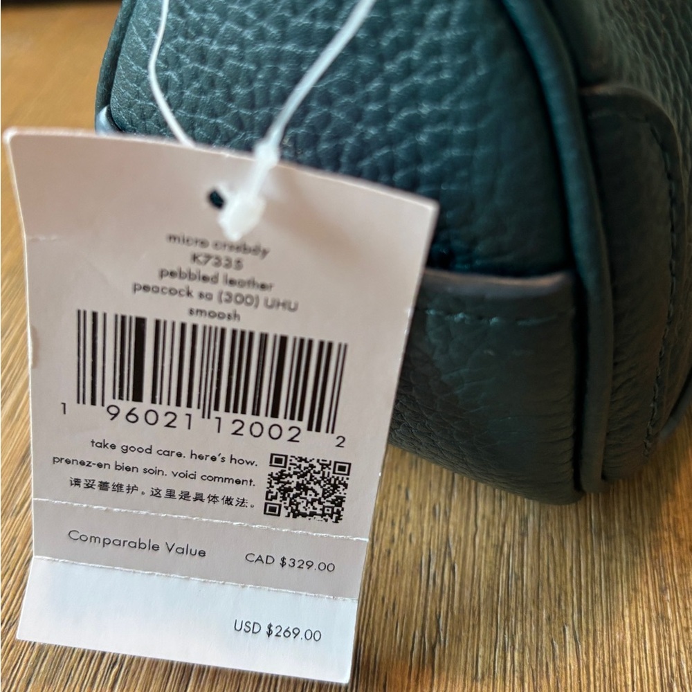 NEW Kate Spade dark green pebbled leather micro mini crossbody bag - Picture 2 of 6